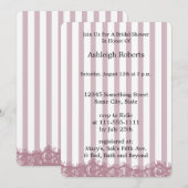 Roze strepen en kant Vrijgezellenfeest Kaart (Voorkant / Achterkant)