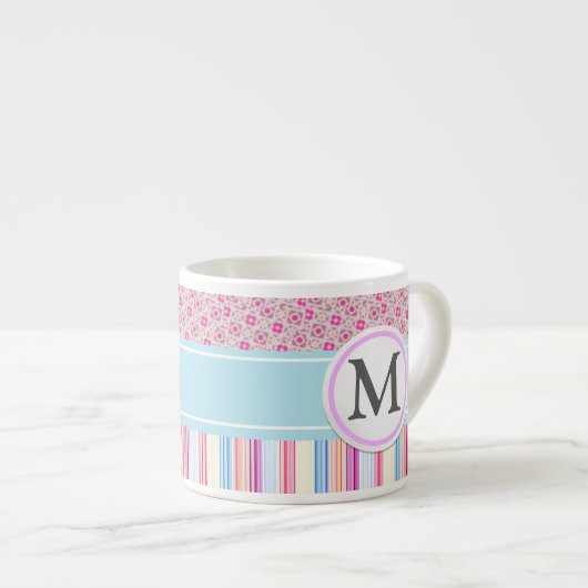 Roze strepen en patroon espresso kop (Voorkant rechts)