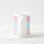 Roze strepen en patroon porselein kop (Achterkant)