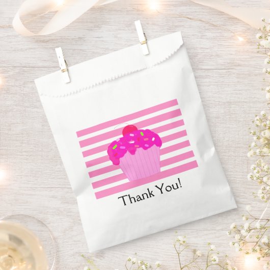 Roze strepen en perskoeken bedankzakje (Geknipt)