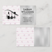 Roze strepen en vlinders | Wimper van make-upkit Visitekaartje (Voorkant / Achterkant)