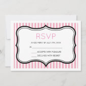 Roze strepen Fancy decoratief Lijst RSVP Kaart (Voorkant)