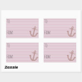 Roze Strepen Faux Glitter Anker Gift Label (Vel)