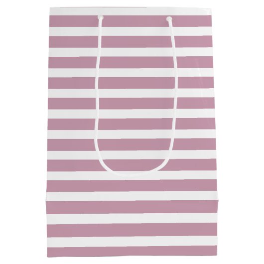 Roze Strepen Faux Glitter Anker Medium Cadeauzakje (Achterkant)