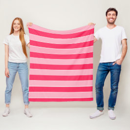 Roze strepen fleece deken