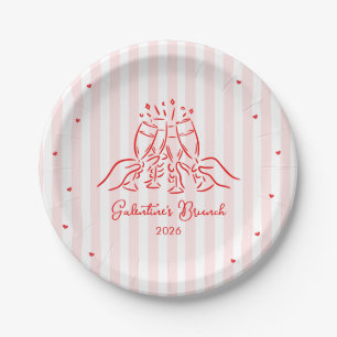 Roze Strepen Galentine's Papieren Bordje