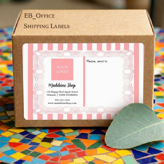 Roze Strepen & Gebogen Frame & Logo Etiket