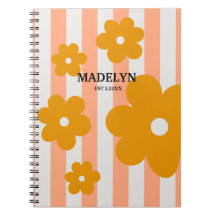 Roze strepen & gele bloemen gepersonaliseerd scrip