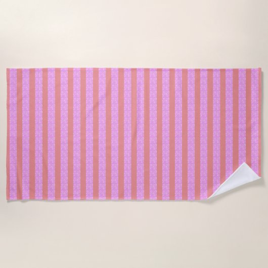Roze strepen geometrisch strandlaken (Voorkant)