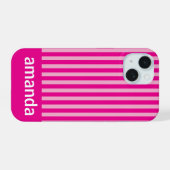 ROZE STREPEN GEPERSONALISEERDE NAAM STIJLVOOL MODE iPhone 15 CASE (Achterkant horizontaal)