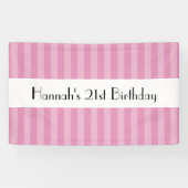 Roze strepen, gestreept patroon, lijnen, verjaarda spandoek (Horizontaal)