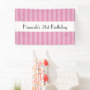 Roze strepen, gestreept patroon, lijnen, verjaarda spandoek