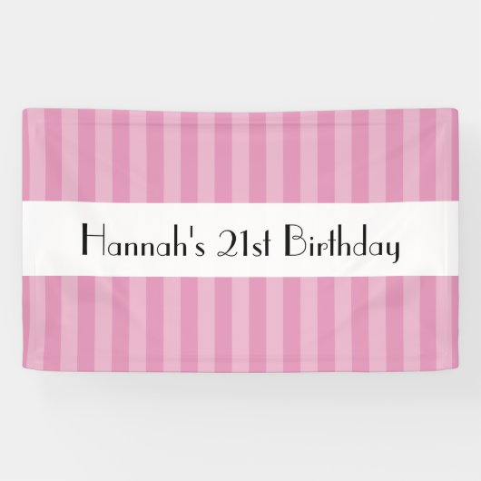 Roze strepen, gestreept patroon, lijnen, verjaarda spandoek (Horizontaal)