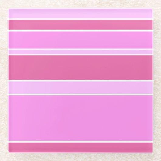 Roze strepen glazen onderzetter (Voorkant)