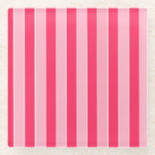 Roze strepen glazen onderzetter (Voorkant)