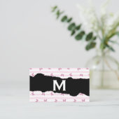 Roze strepen | Glitter Butterflies | Monogram Torn Visitekaartje (Staand voorkant)