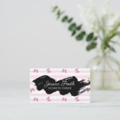 Roze strepen | Glitter Butterflies Visitekaartje (Staand voorkant)