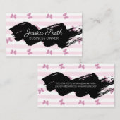 Roze strepen | Glitter Butterflies Visitekaartje (Voorkant / Achterkant)