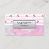 Roze strepen | Glitter Butterflies Visitekaartje (Achterkant)