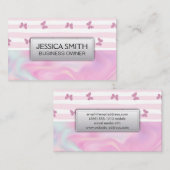 Roze strepen | Glitter Butterflies Visitekaartje (Voorkant / Achterkant)