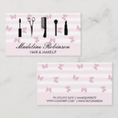 Roze Strepen | Glitter Vlinders | Make-up Gereedsc Visitekaartje (Voorkant / Achterkant)