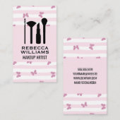 Roze Strepen | Glitter Vlinders | Make-up Set Visitekaartje (Voorkant / Achterkant)