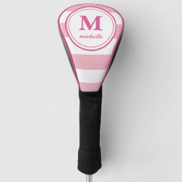 Roze strepen | Golf | monogram met gepersonaliseer Golfheadcover