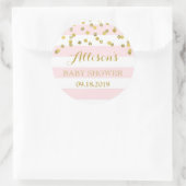 Roze Strepen Goud Confetti Baby shower Favor Tag Ronde Sticker (Tas)