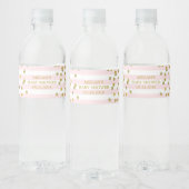 Roze Strepen Goud Confetti Baby shower Label Waterfles Etiket (Flessen)