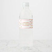 Roze Strepen Goud Confetti Baby shower Label Waterfles Etiket (Voorkant)