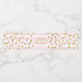 Roze Strepen Goud Confetti Baby shower Label Waterfles Etiket (Enkel label)