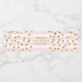 Roze Strepen Goud Confetti Baby shower Label Waterfles Etiket (Enkel label)