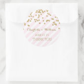 Roze Strepen Goud Confetti Bruiloft Favor Labels (Tas)