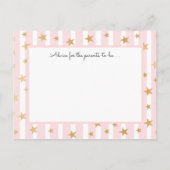 Roze Strepen Gouden Sterren Baby shower Advies Kaa (Achterkant)