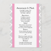 Roze Strepen Grijs Damast Bruiloft Menu (Voorkant)