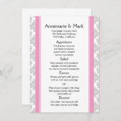 Roze Strepen Grijs Damast Bruiloft Menu (Voorkant / Achterkant)