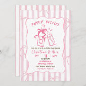 Roze Strepen Hand getrokken Poppin Flessen Baby sh Kaart (Voorkant / Achterkant)