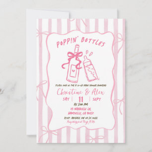 Roze Strepen Hand getrokken Poppin Flessen Baby sh Kaart
