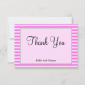 Roze Strepen Ingelijste Dank u Kaart (Voorkant)