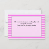 Roze Strepen Ingelijste Dank u Kaart (Achterkant)