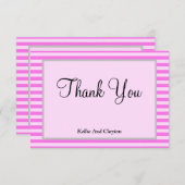 Roze Strepen Ingelijste Dank u Kaart (Voorkant / Achterkant)