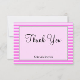 Roze Strepen Ingelijste Dank u Kaart