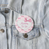 Roze Strepen Kant & Bows Baby shower knop Ronde Button 7,6 Cm (In situ)