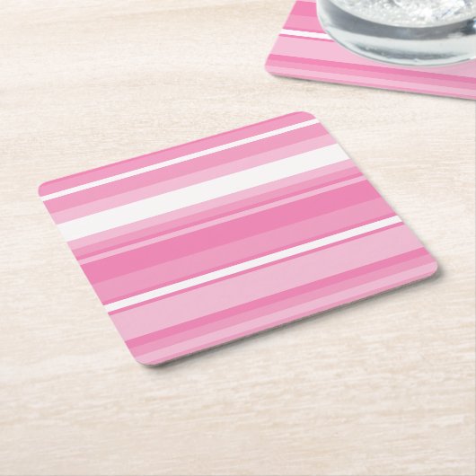 Roze strepen kartonnen onderzetters (Schuin)