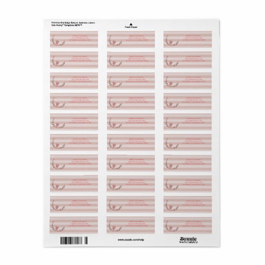 Roze Strepen Krans Adres Etiket (Full Sheet)