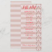 Roze Strepen Krans Baby Shower Menu (Voorkant / Achterkant)