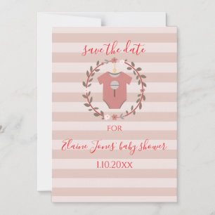 Roze Strepen Krans Baby Shower Save the Date Magnetische Uitnodiging