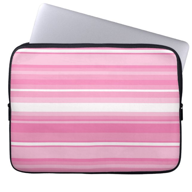 Roze strepen laptop sleeve (Voorkant)