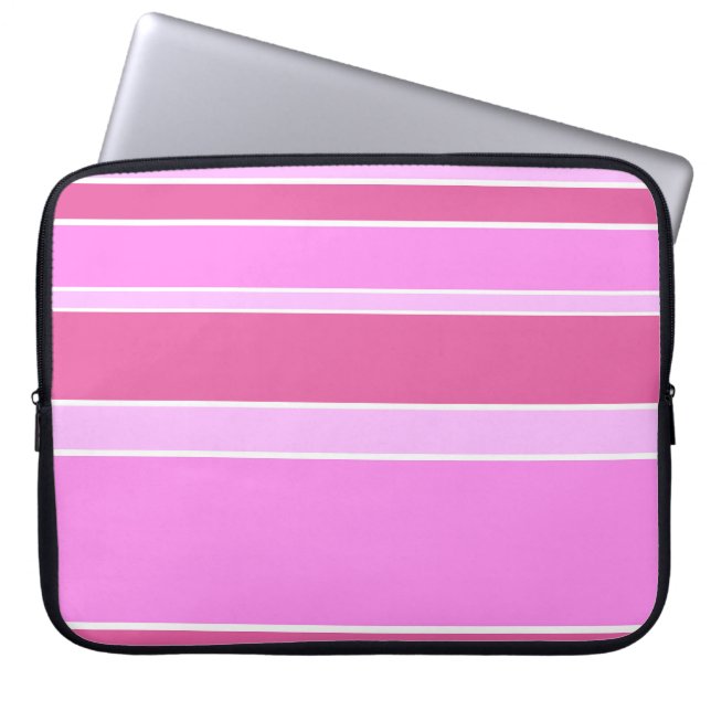 Roze strepen laptop sleeve (Voorkant)