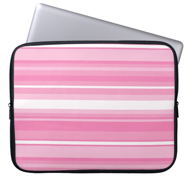 Roze strepen laptop sleeve (Voorkant)